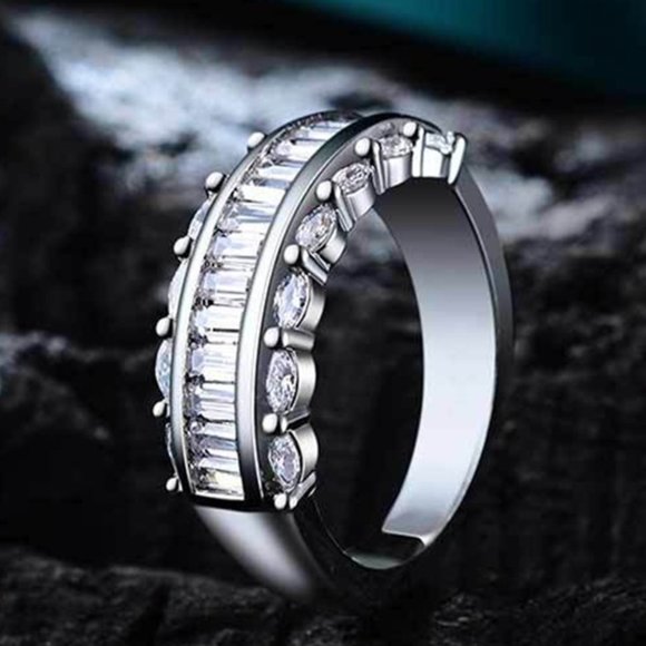 Jewelry - 💥 Three Layer Gems Eternity Zircon Silver Fashion Ring for Women, EVGG1420